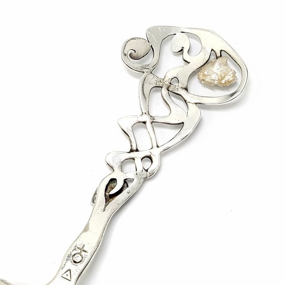 Vintage Handmade Silver and Mother of Pearl Spoon - Picture 5 of 7